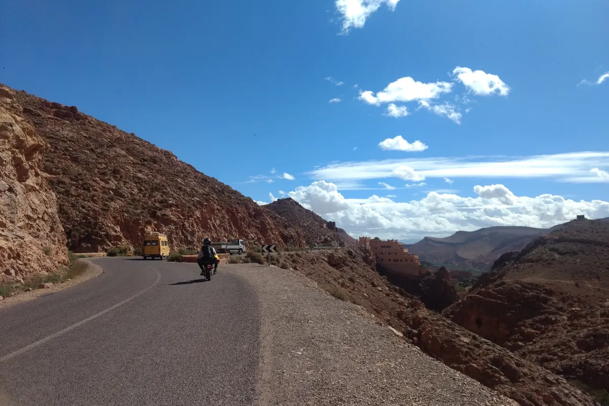 Winding mountain road through the Atlas Mountains, Morocco